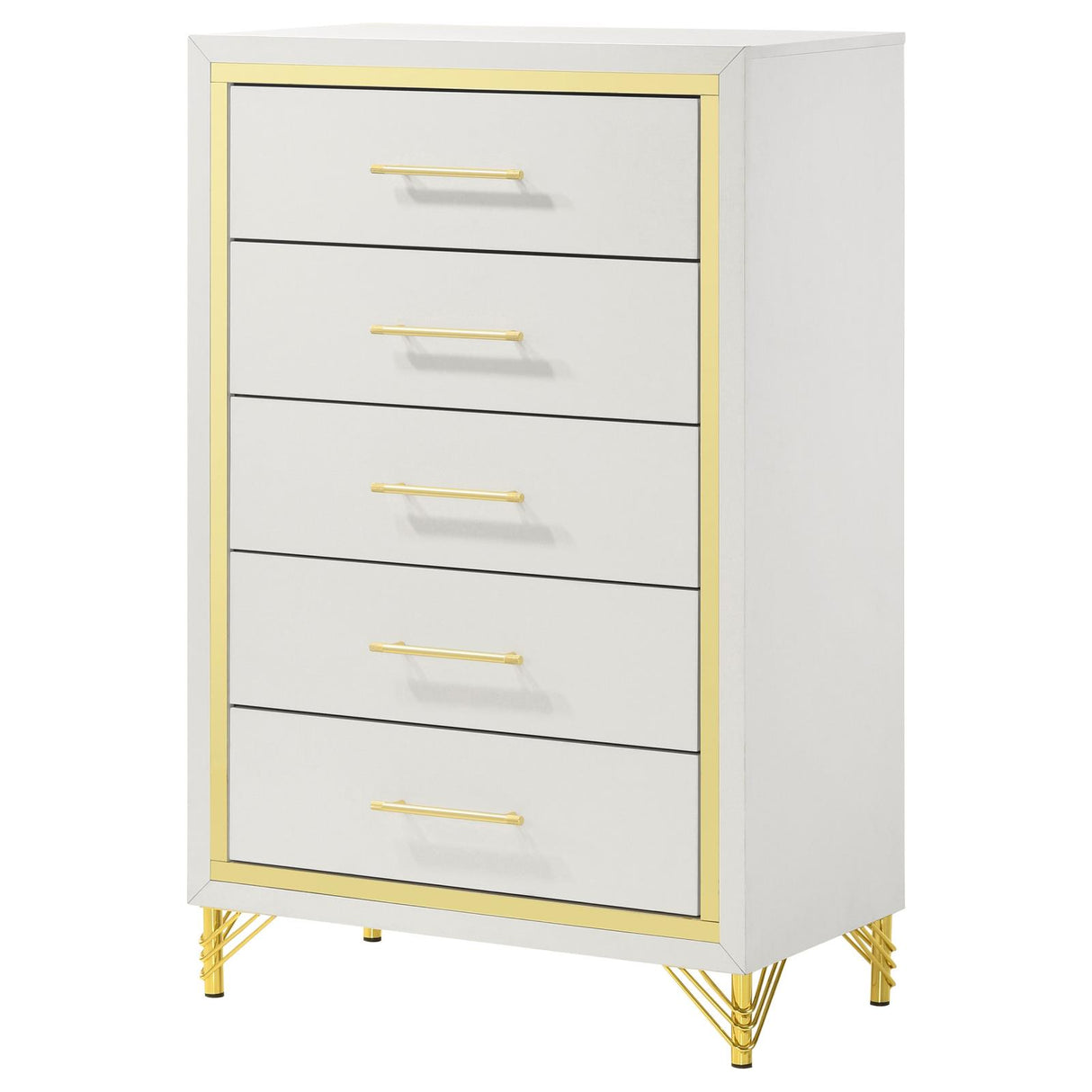 Lucia 5-drawer Bedroom Chest White - 224735 - Luna Furniture