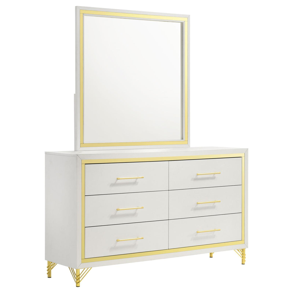 Lucia White 6-drawer Bedroom Dresser with Mirror from Coaster - Luna Furniture