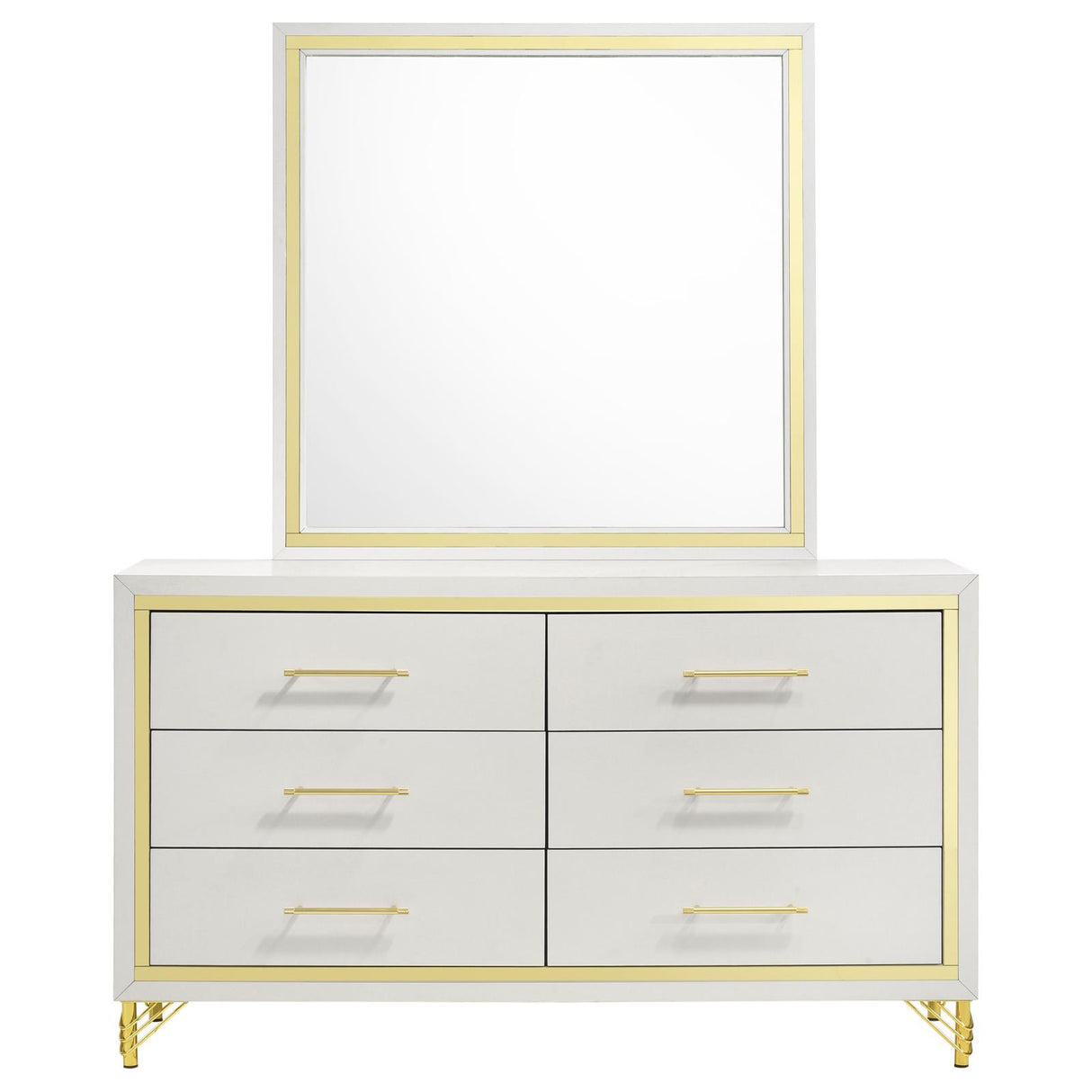 Lucia White 6-drawer Bedroom Dresser with Mirror from Coaster - Luna Furniture