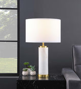 Lucius Drum Shade Bedside Table Lamp White and Gold from Coaster - Luna Furniture