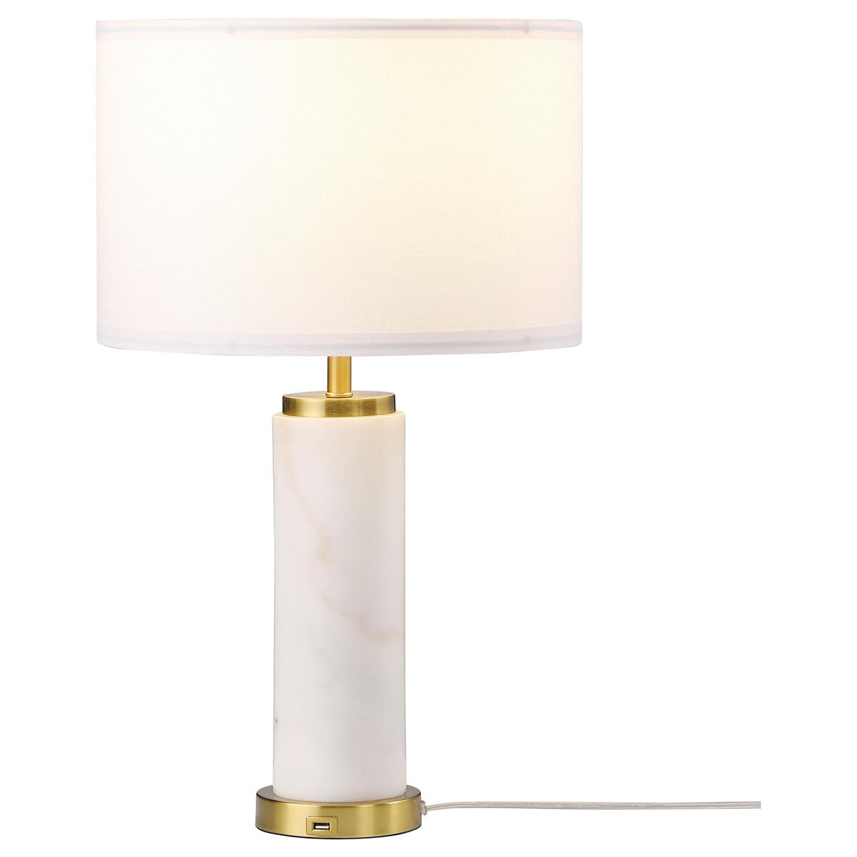 Lucius Drum Shade Bedside Table Lamp White and Gold from Coaster - Luna Furniture