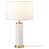 Lucius Drum Shade Bedside Table Lamp White and Gold from Coaster - Luna Furniture