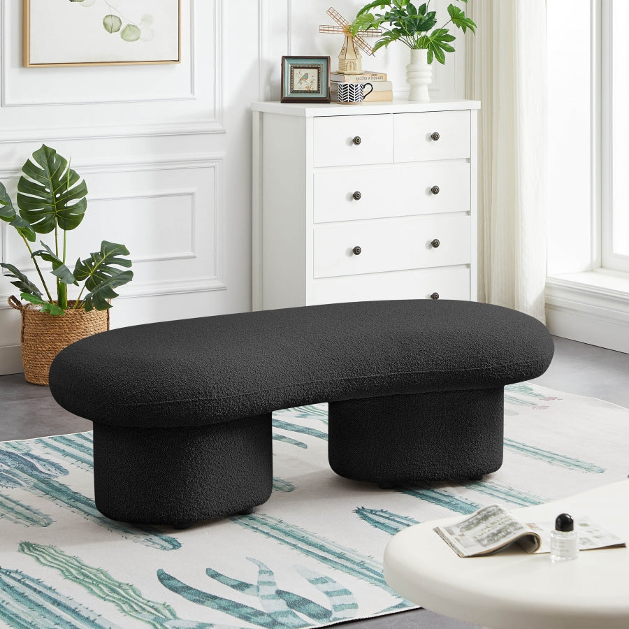 Luka Boucle Fabric Bench Black from Meridian - Luna Furniture