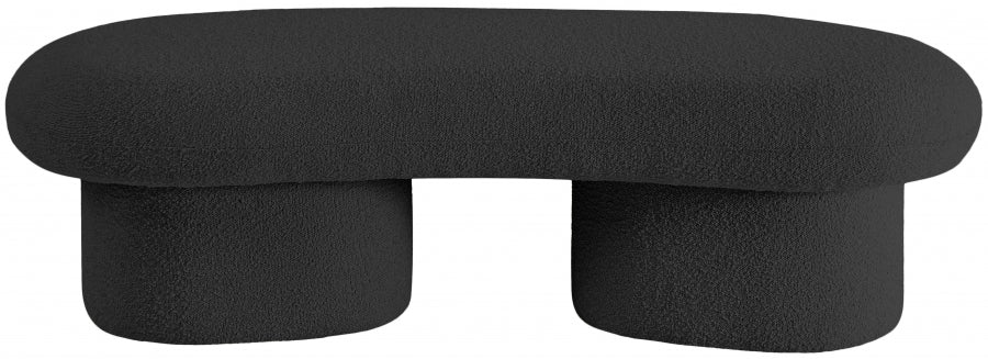 Luka Boucle Fabric Bench Black from Meridian - Luna Furniture