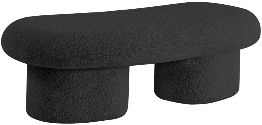 Luka Boucle Fabric Bench Black from Meridian - Luna Furniture