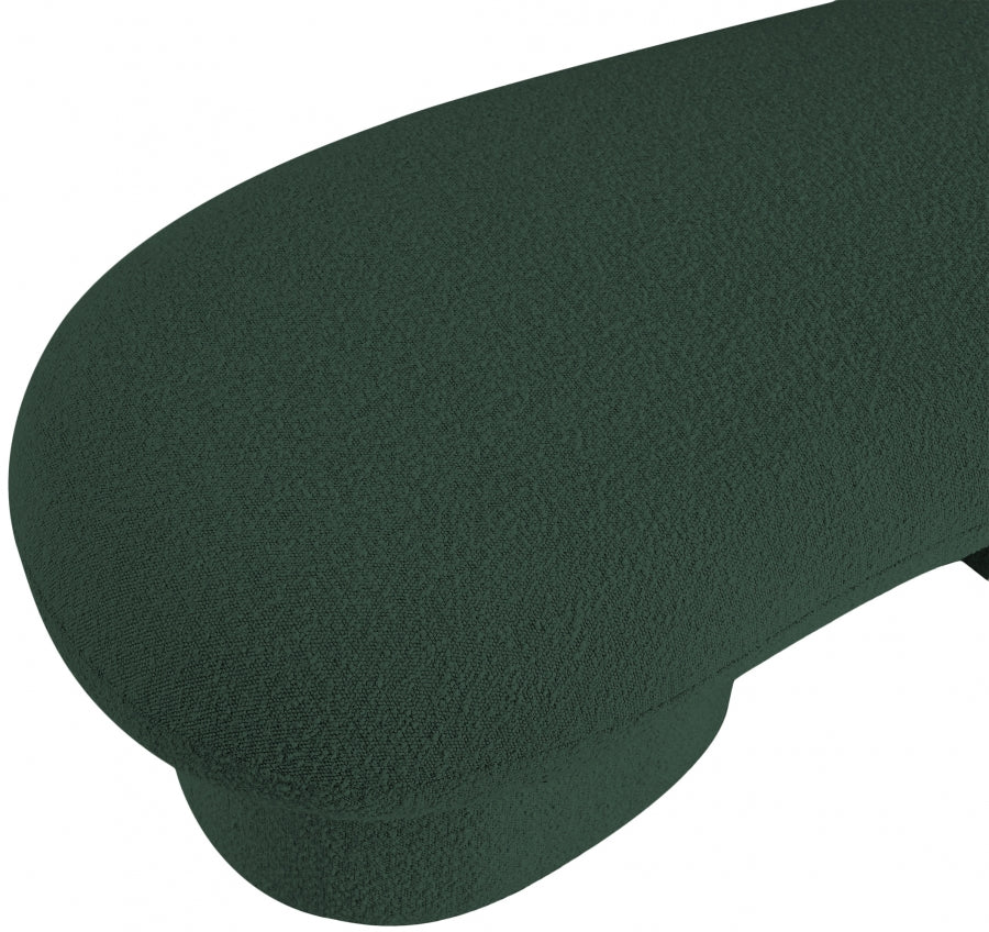 Luka Boucle Fabric Bench Green from Meridian - Luna Furniture