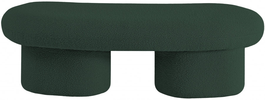 Luka Boucle Fabric Bench Green from Meridian - Luna Furniture