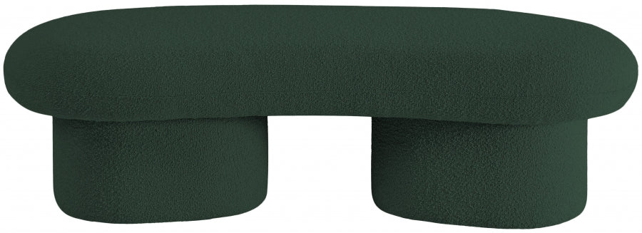 Luka Boucle Fabric Bench Green from Meridian - Luna Furniture