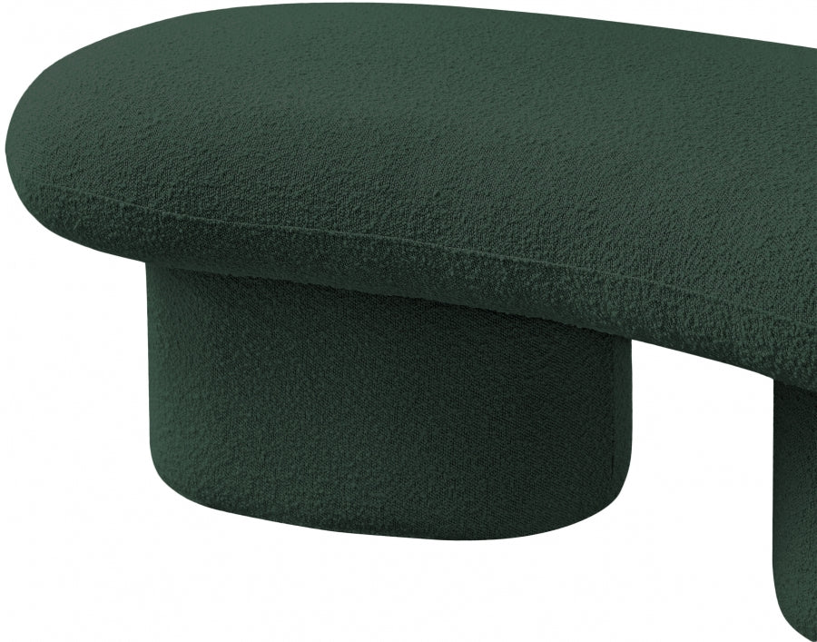 Luka Boucle Fabric Bench Green from Meridian - Luna Furniture