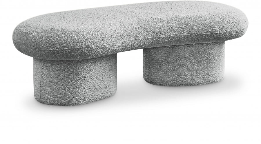 Luka Boucle Fabric Bench Grey from Meridian - Luna Furniture