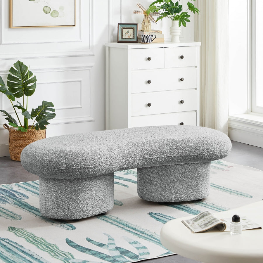 Luka Boucle Fabric Bench Grey from Meridian - Luna Furniture