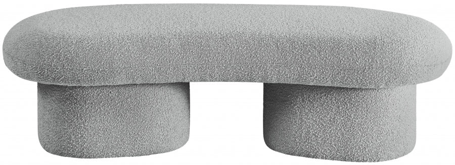 Luka Boucle Fabric Bench Grey from Meridian - Luna Furniture