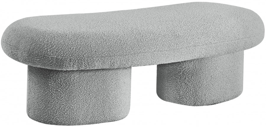 Luka Boucle Fabric Bench Grey from Meridian - Luna Furniture