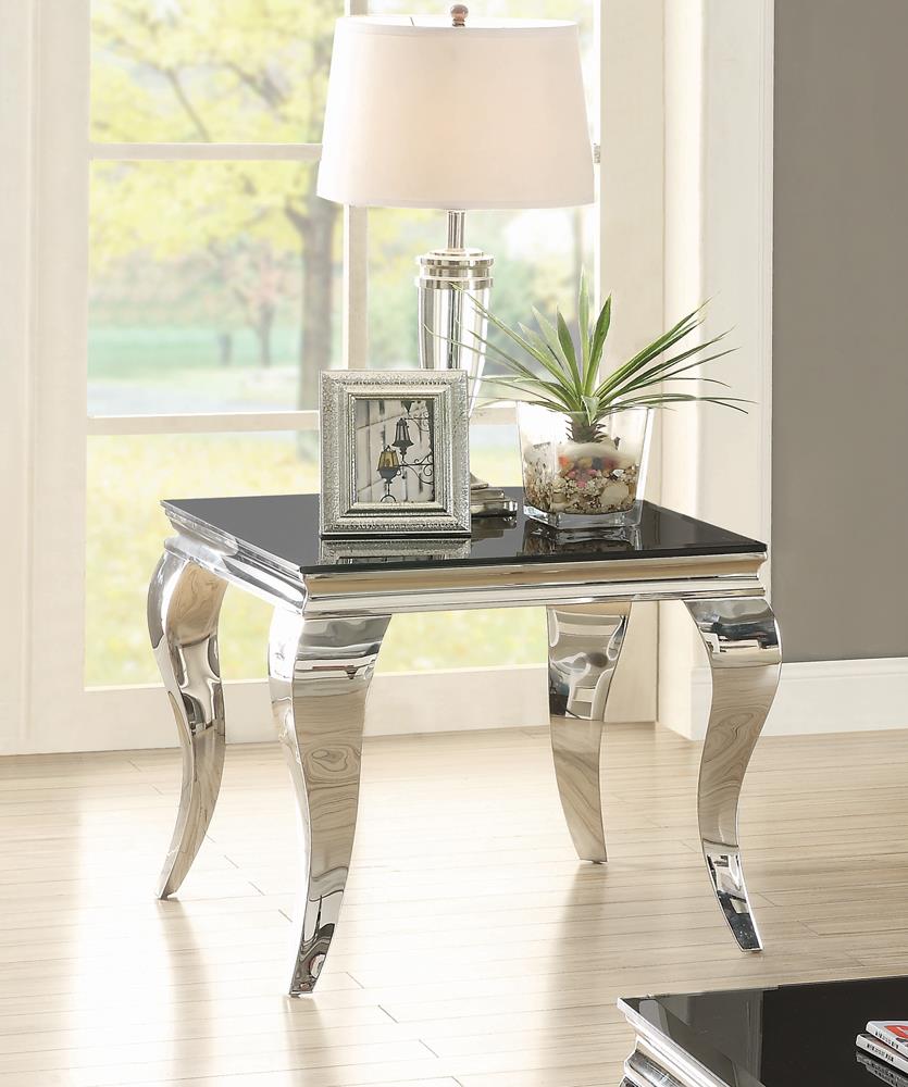 Luna Square End Table Chrome/Black from Coaster - Luna Furniture