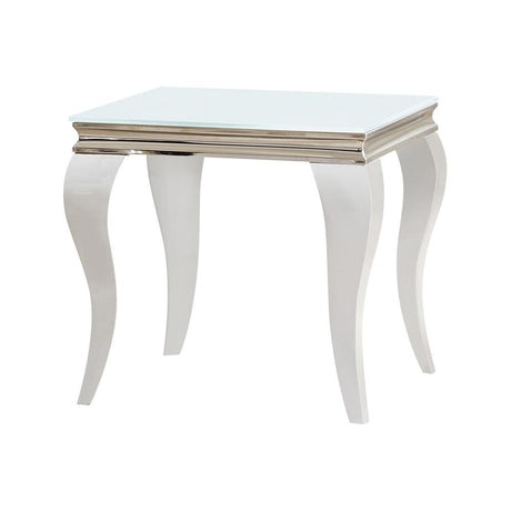 Luna Square End Table White/Chrome from Coaster - Luna Furniture