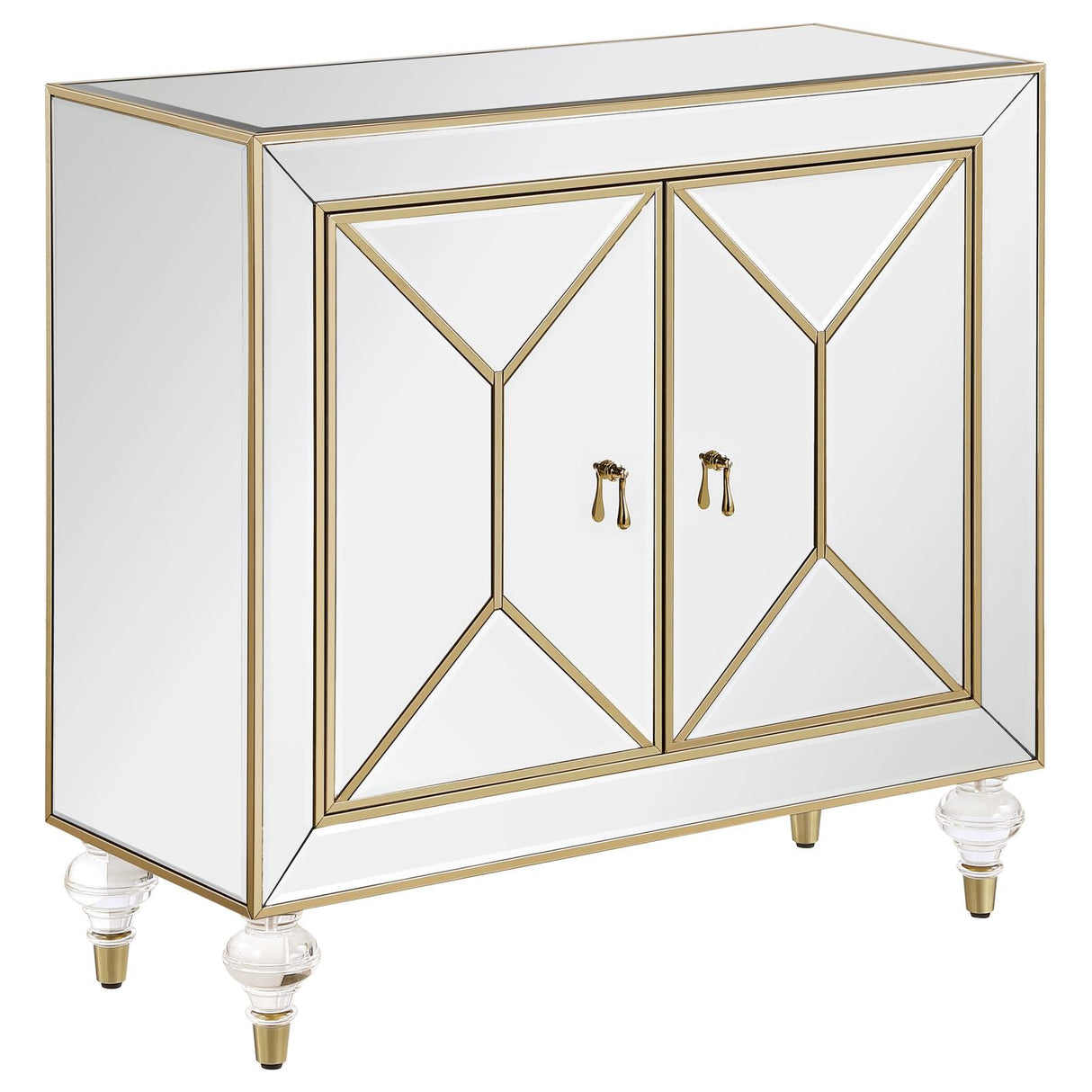 Lupin Mirror/Champagne 2-Door Accent Cabinet from Coaster - Luna Furniture