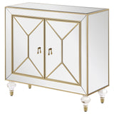 Lupin Mirror/Champagne 2-Door Accent Cabinet from Coaster - Luna Furniture