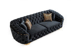 Lupino Black Velvet Living Room Set - LUPINOBLACK-SL - Luna Furniture