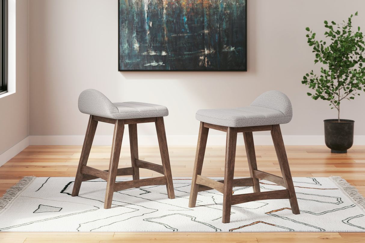 Lyncott Light Gray/Brown Counter Height Bar Stool, Set of 2 - D615-124 - Luna Furniture