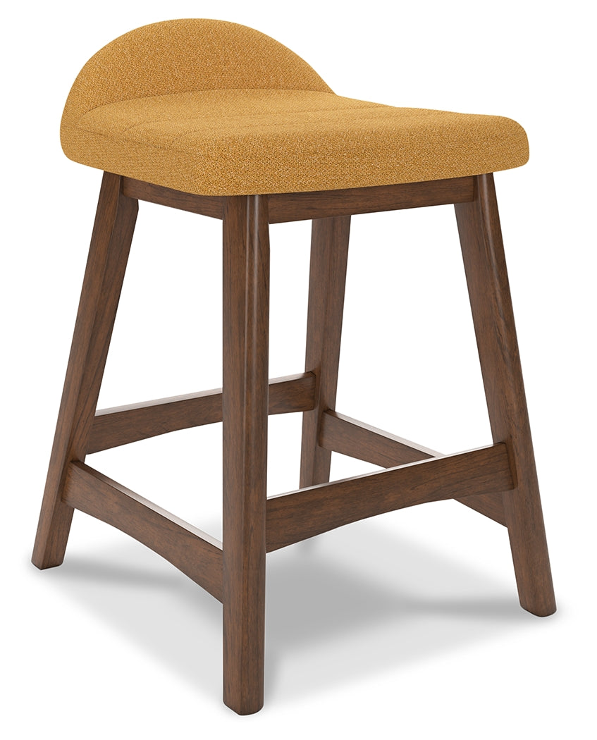 Lyncott Mustard/Brown Counter Height Bar Stool, Set of 2 - D615-424 - Luna Furniture