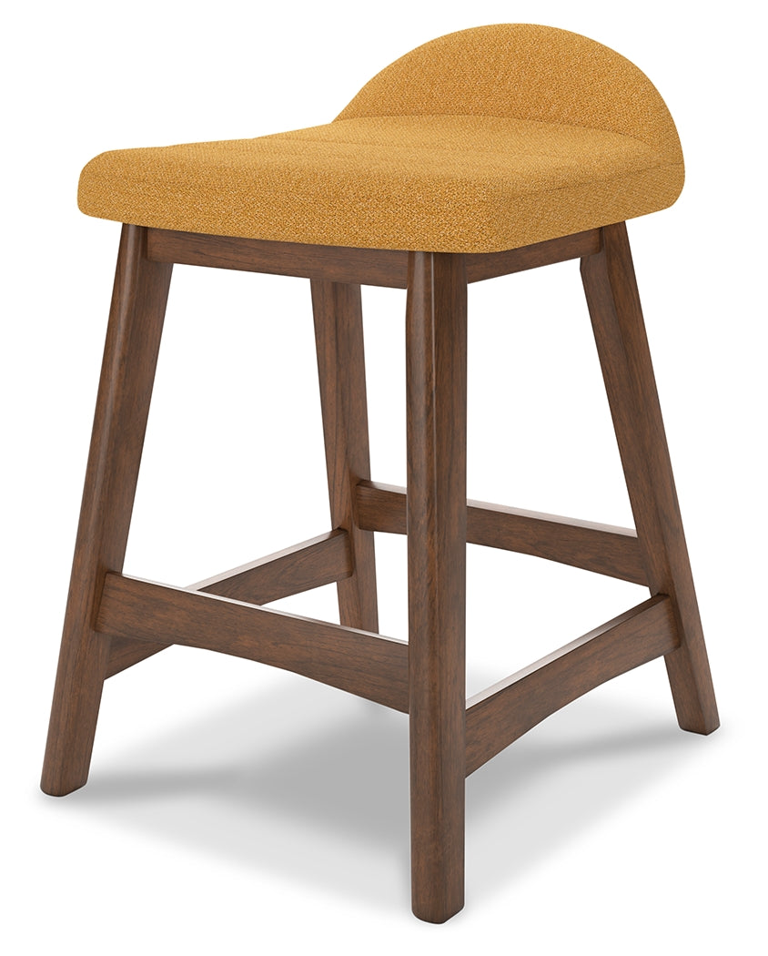 Lyncott Mustard/Brown Counter Height Bar Stool, Set of 2 - D615-424 - Luna Furniture