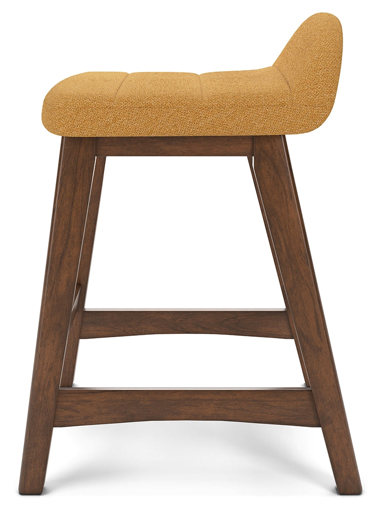 Lyncott Mustard/Brown Counter Height Bar Stool, Set of 2 - D615-424 - Luna Furniture