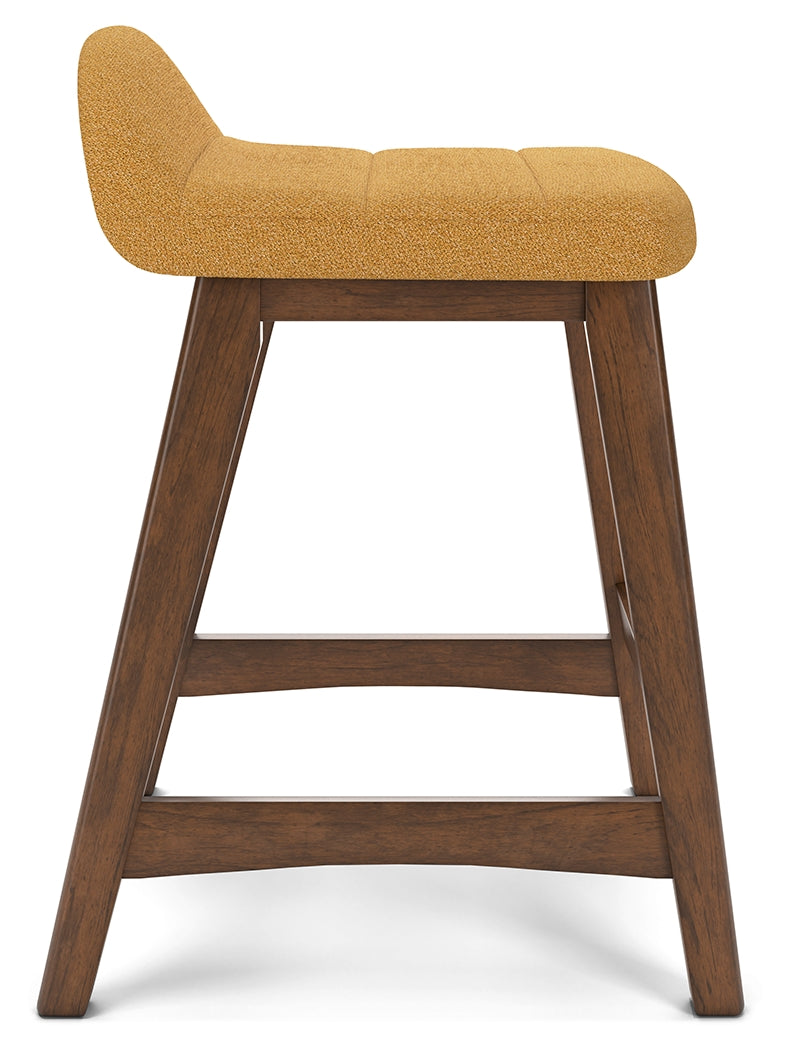 Lyncott Mustard/Brown Counter Height Bar Stool, Set of 2 - D615-424 - Luna Furniture