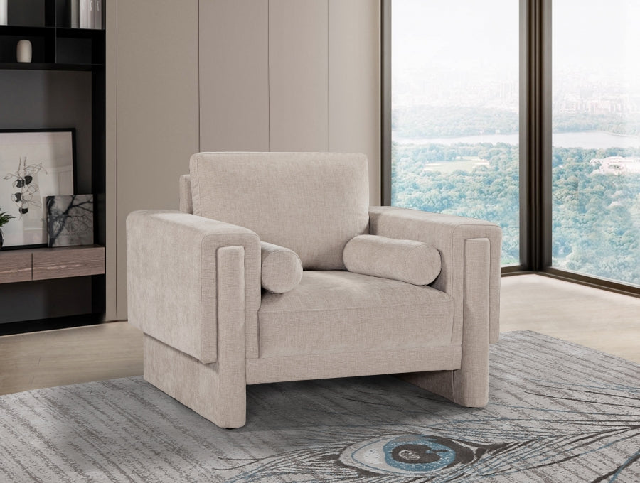 Madeline Chenille Fabric Living Room Chair Beige from Meridian - Luna Furniture