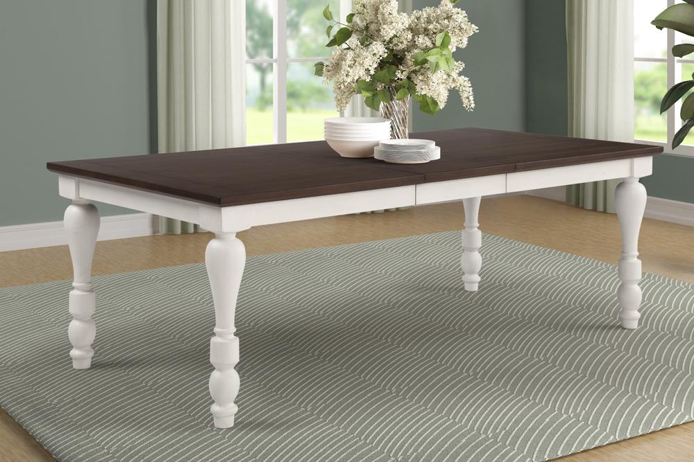 Madelyn Dining Table with Extension Leaf Dark Cocoa and Coastal White - 110381 - Luna Furniture