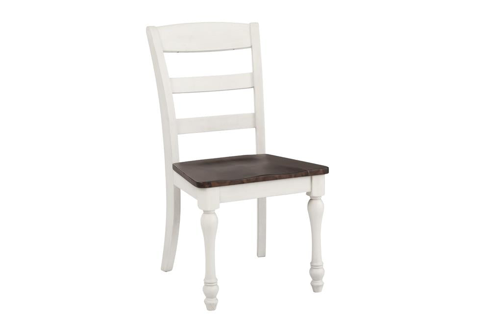 Madelyn Ladder Back Side Chairs Dark Cocoa and Coastal White (Set of 2) - 110382 - Luna Furniture