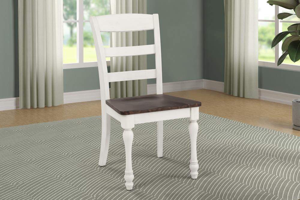 Madelyn Ladder Back Side Chairs Dark Cocoa and Coastal White (Set of 2) - 110382 - Luna Furniture