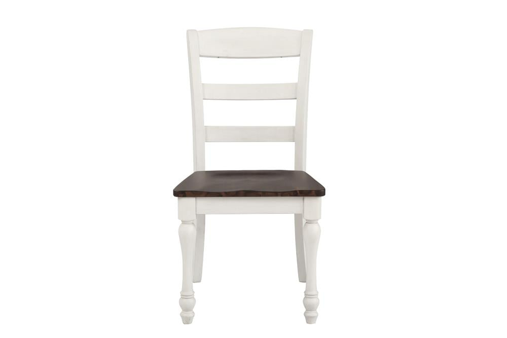 Madelyn Ladder Back Side Chairs Dark Cocoa and Coastal White (Set of 2) - 110382 - Luna Furniture