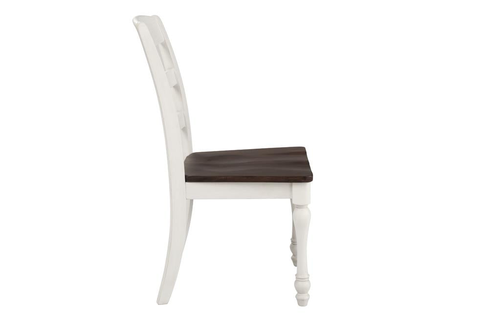 Madelyn Ladder Back Side Chairs Dark Cocoa and Coastal White (Set of 2) - 110382 - Luna Furniture