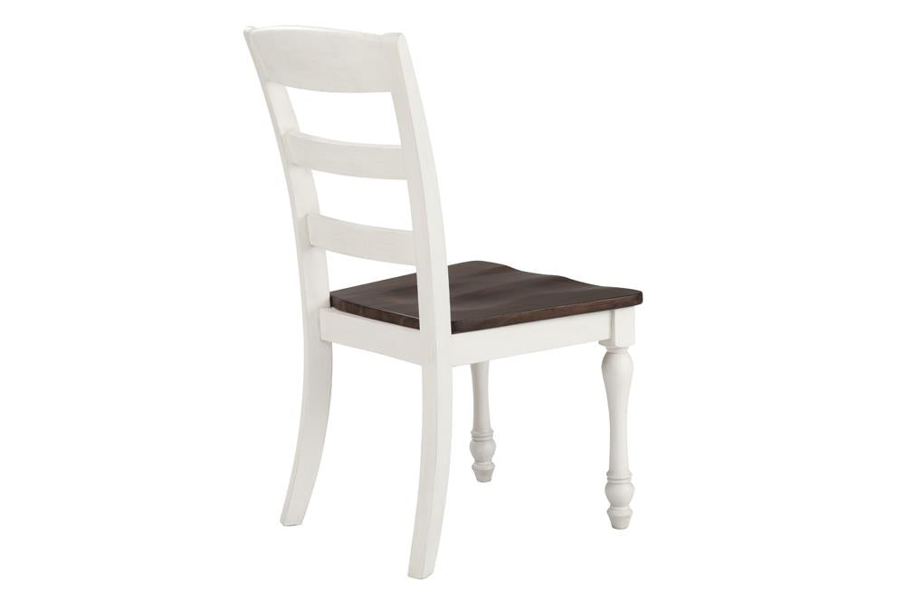 Madelyn Ladder Back Side Chairs Dark Cocoa and Coastal White (Set of 2) - 110382 - Luna Furniture