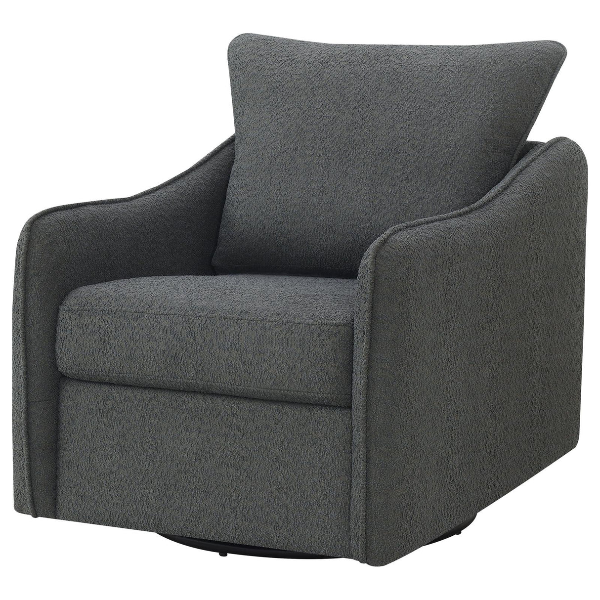 Madia Boucle Upholstered Swivel Glider Chair Charcoal Grey - 903393 - Luna Furniture