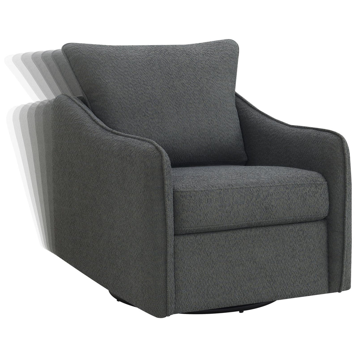 Madia Boucle Upholstered Swivel Glider Chair Charcoal Grey - 903393 - Luna Furniture