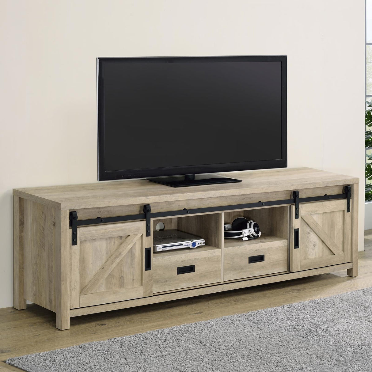 Madra Rectangular TV Console with 2 Sliding Doors from Coaster - Luna Furniture