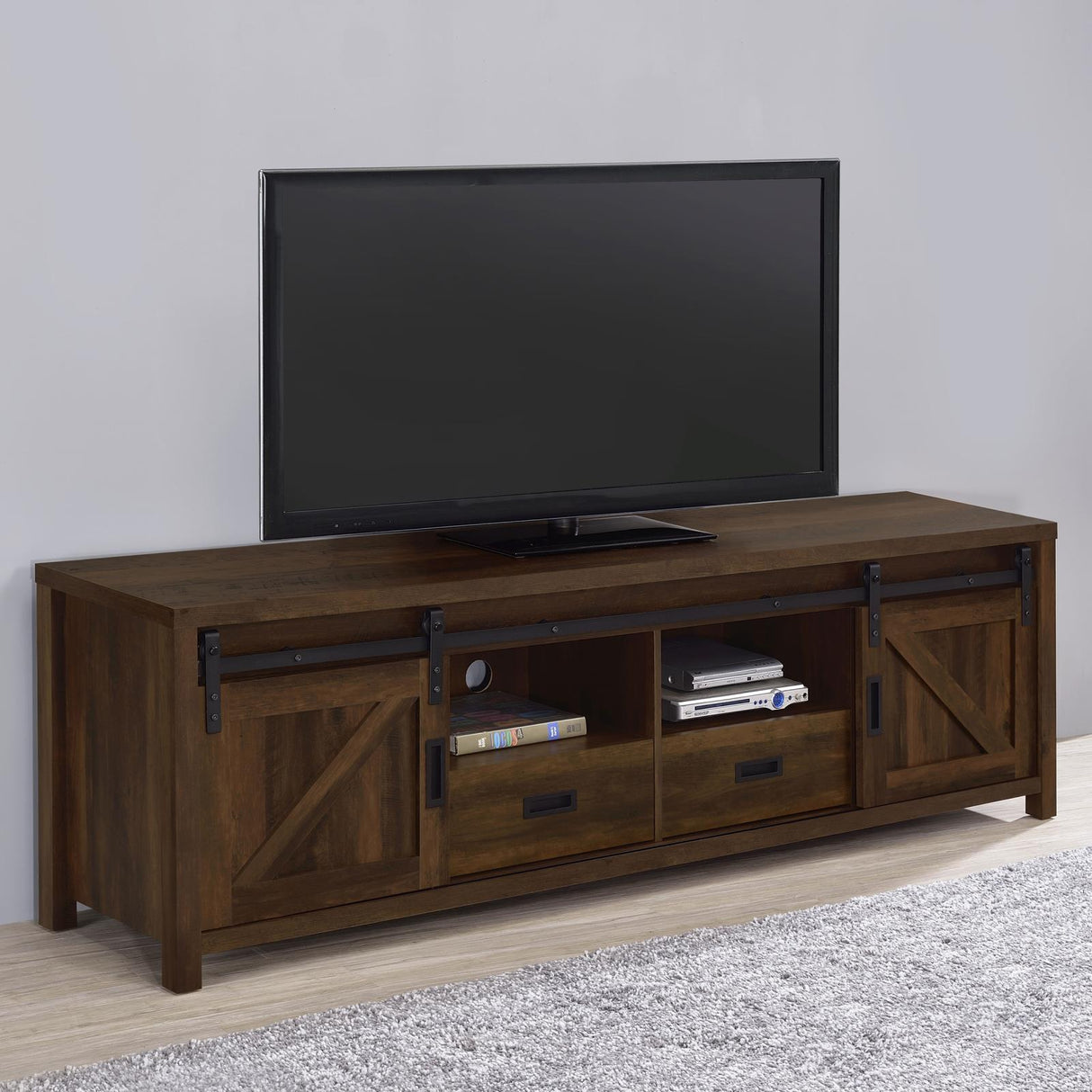 Madra Rectangular TV Console with 2 Sliding Doors from Coaster - Luna Furniture