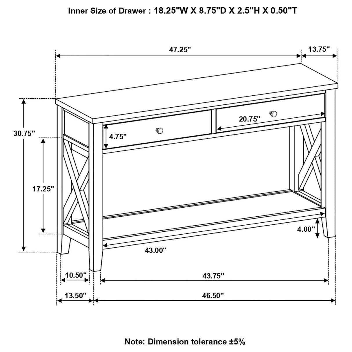 Maisy Rectangular Wooden Sofa Table With Shelf Brown and White from Coaster - Luna Furniture