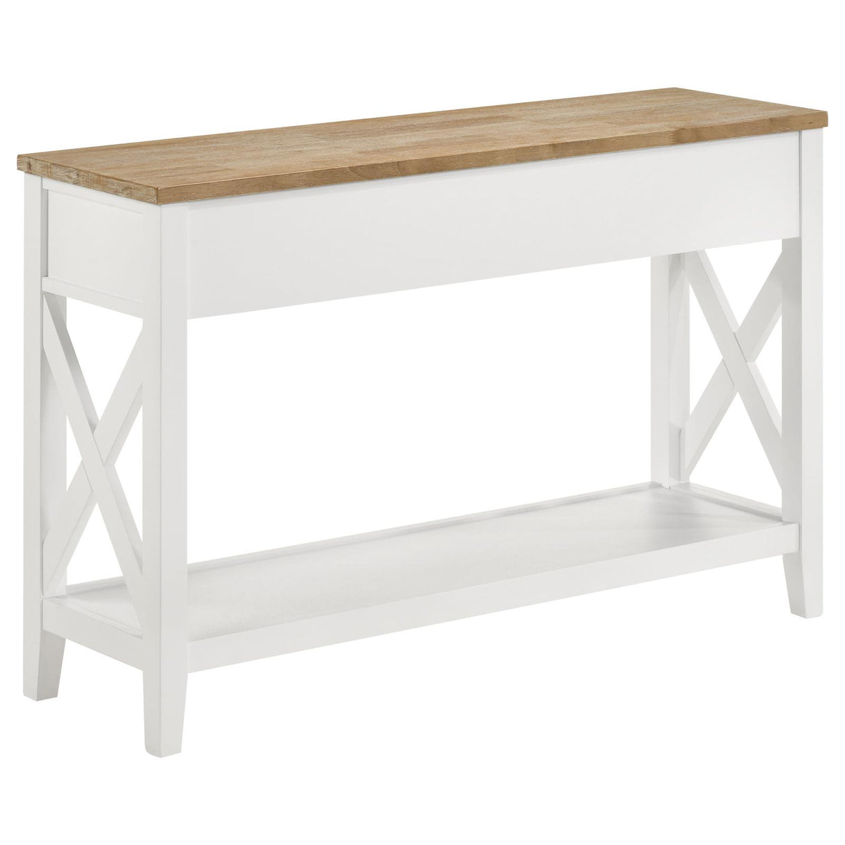 Maisy Rectangular Wooden Sofa Table With Shelf Brown and White from Coaster - Luna Furniture