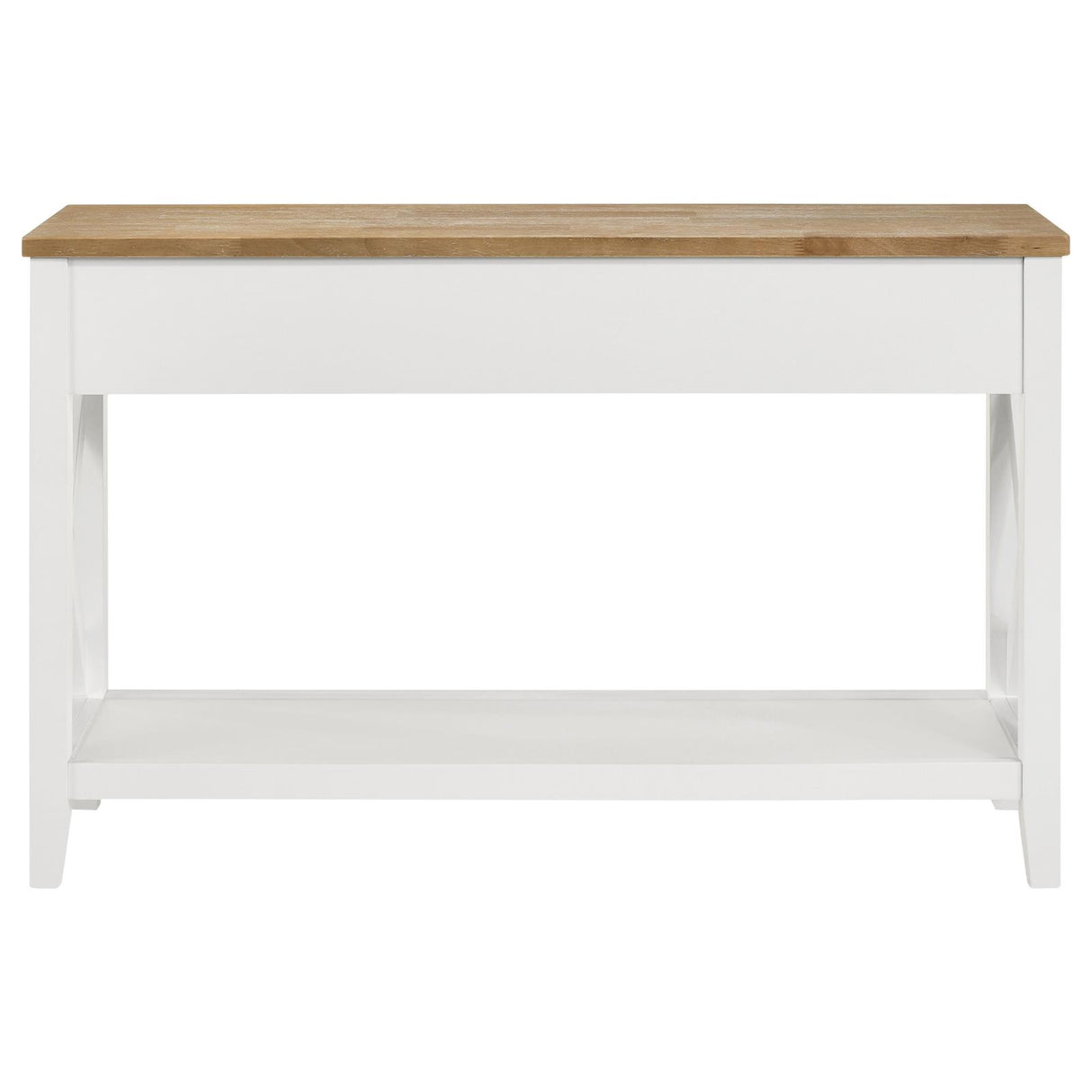 Maisy Rectangular Wooden Sofa Table With Shelf Brown and White from Coaster - Luna Furniture