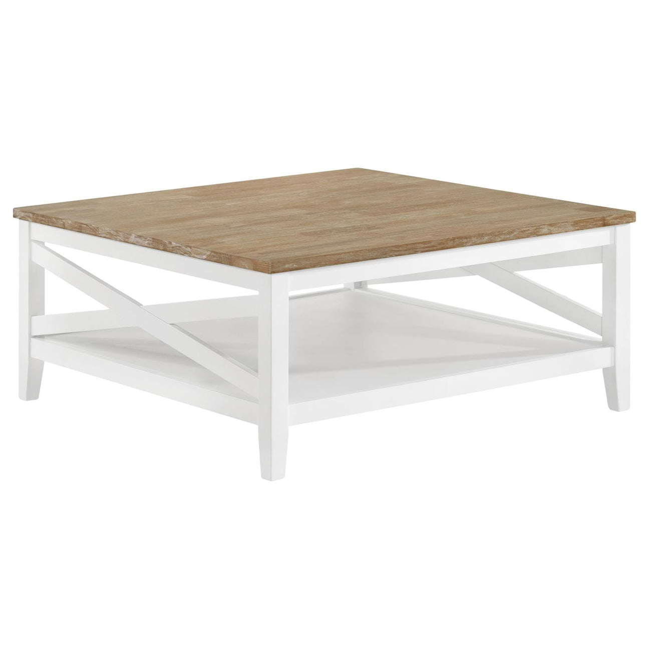 Maisy Square Wooden Coffee Table With Shelf Brown and White from Coaster - Luna Furniture