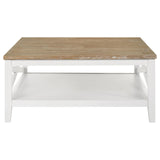 Maisy Square Wooden Coffee Table With Shelf Brown and White - 708098 - Luna Furniture