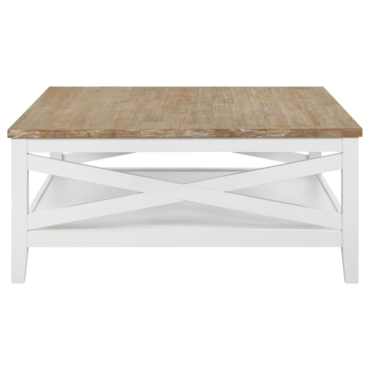 Maisy Square Wooden Coffee Table With Shelf Brown and White - 708098 - Luna Furniture