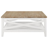 Maisy Square Wooden Coffee Table With Shelf Brown and White - 708098 - Luna Furniture