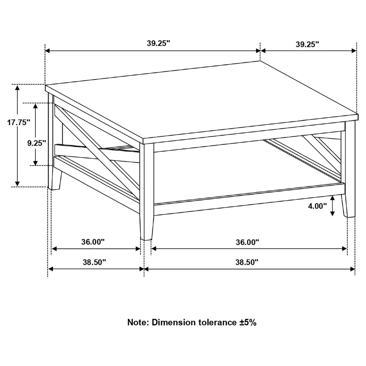 Maisy Square Wooden Coffee Table With Shelf Brown and White - 708098 - Luna Furniture