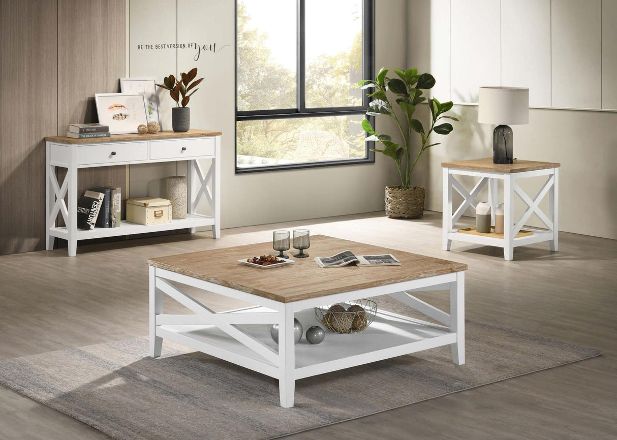 Maisy Square Wooden Coffee Table With Shelf Brown and White - 708098 - Luna Furniture