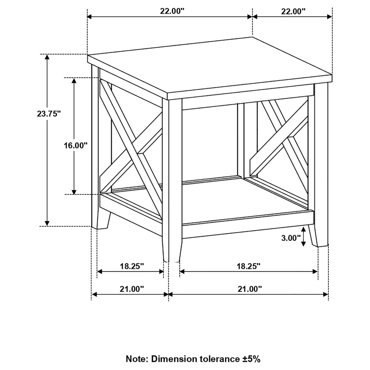 Maisy Square Wooden End Table With Shelf Brown and White - 708097 - Luna Furniture