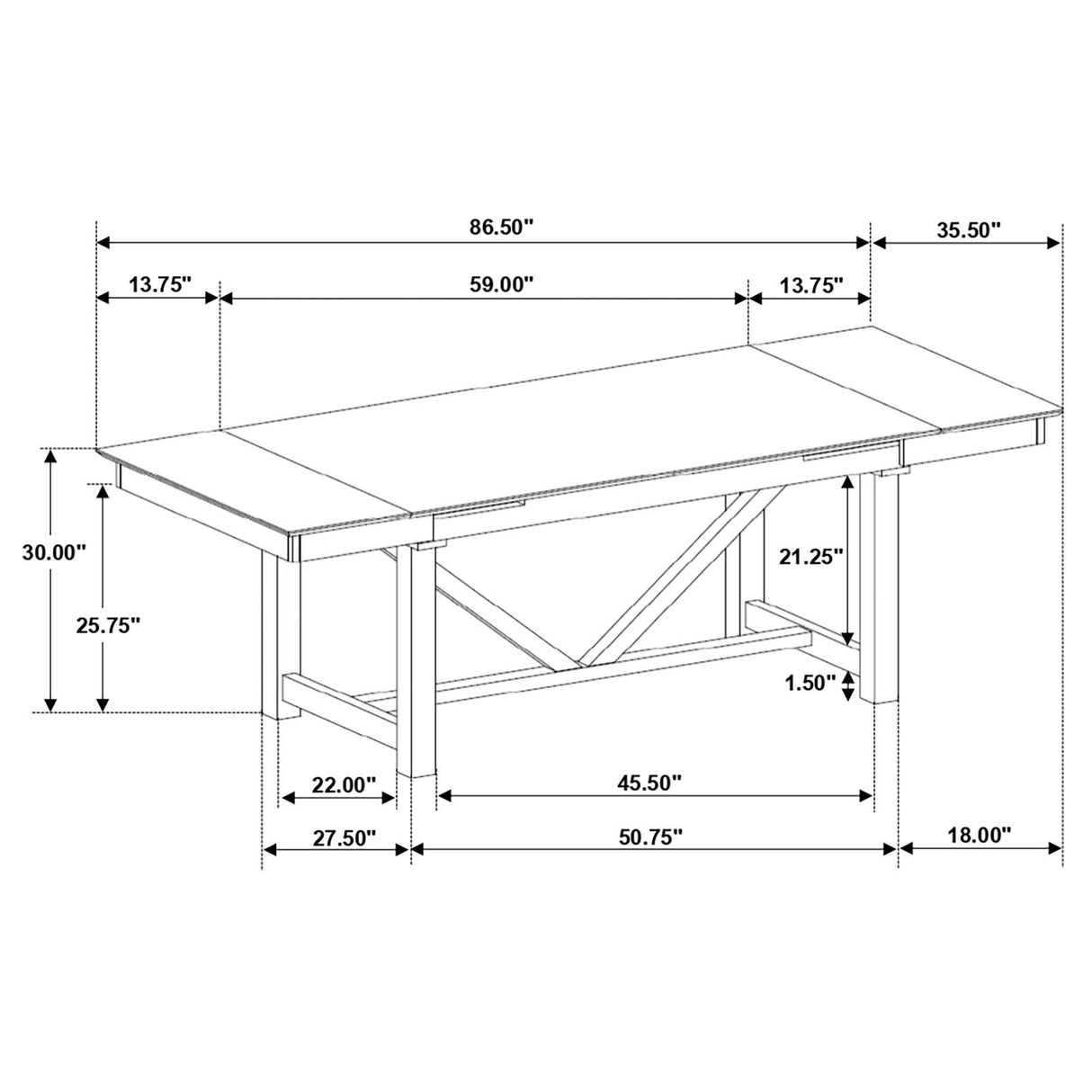 Malia Rectangular Dining Table with Refractory Extension Leaf Black from Coaster - Luna Furniture