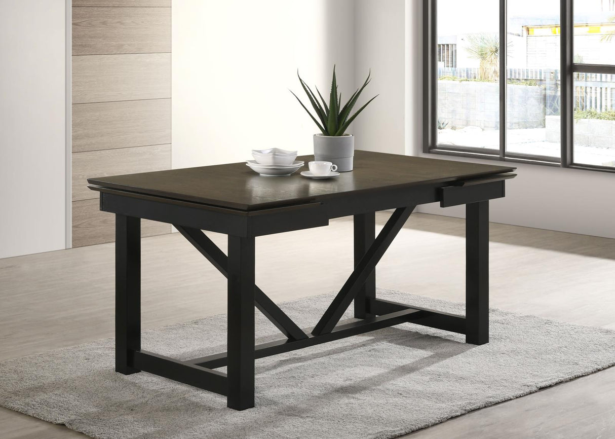 Malia Rectangular Dining Table with Refractory Extension Leaf Black from Coaster - Luna Furniture